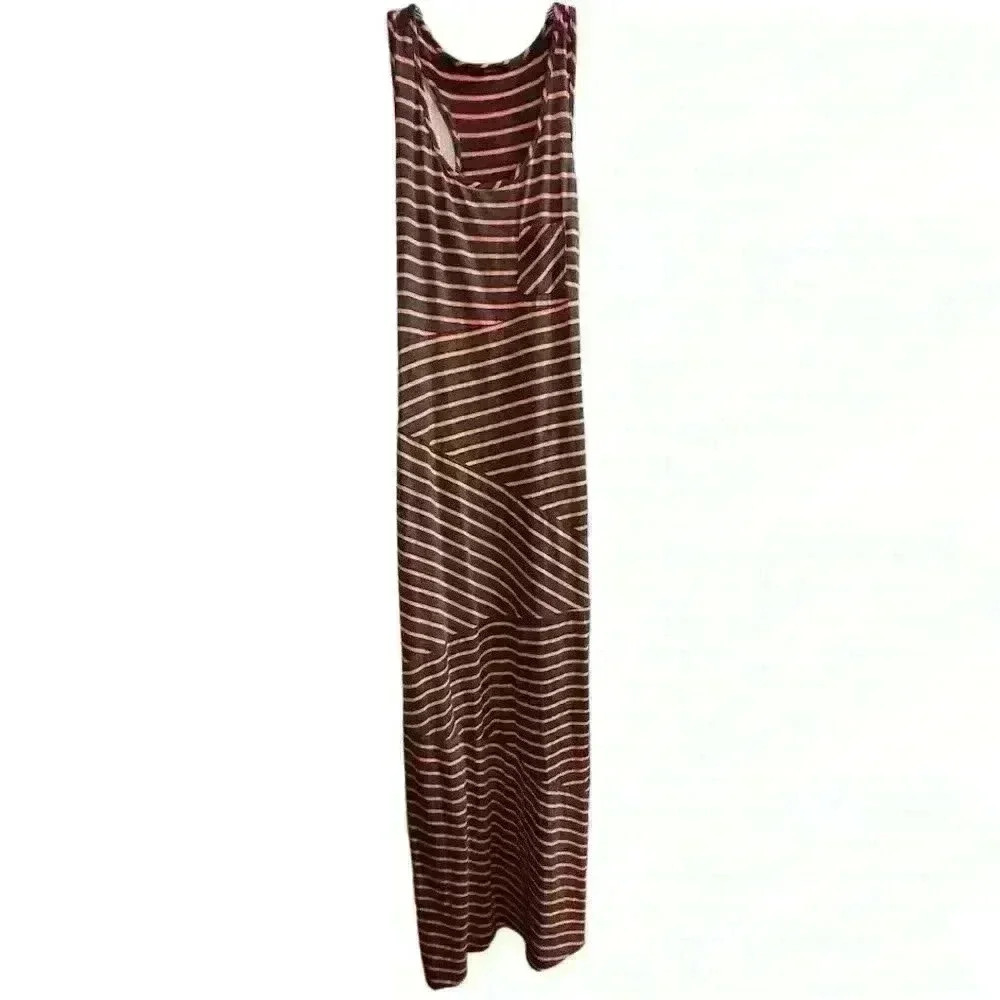 Soprano Women's Maxi Dress Multicolor Stripe Sleeveless Casual
